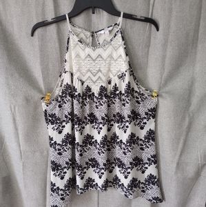 Candies Black & White Blouse -Features Lace - Size Junior XL